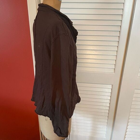 CHICO’S SPA | brown lightweight tattered hem jacket size 2 or M - Picture 4 of 6